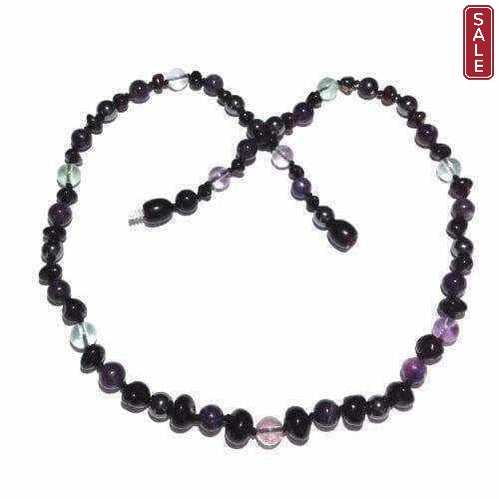 Child's Midnight Gemstone and Black Cherry Baltic Amber Necklace