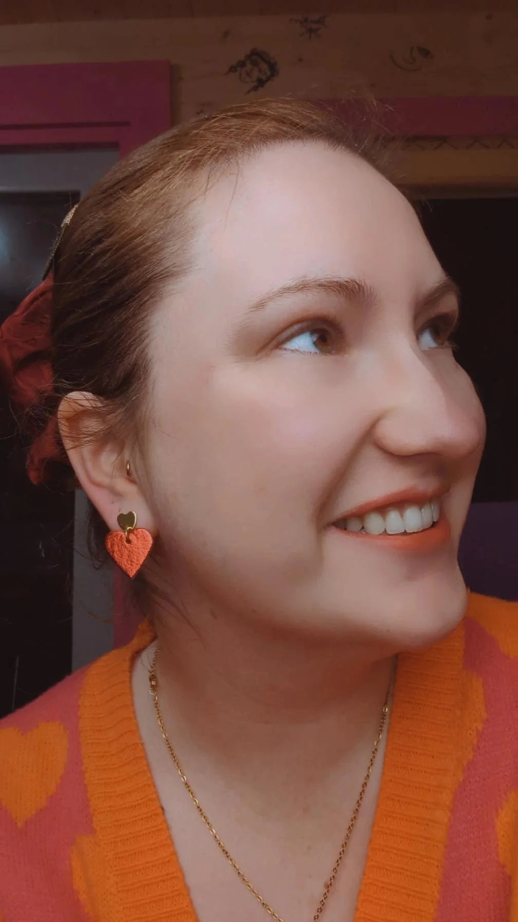 Mini Heart Stud Earrings in Red or Pink