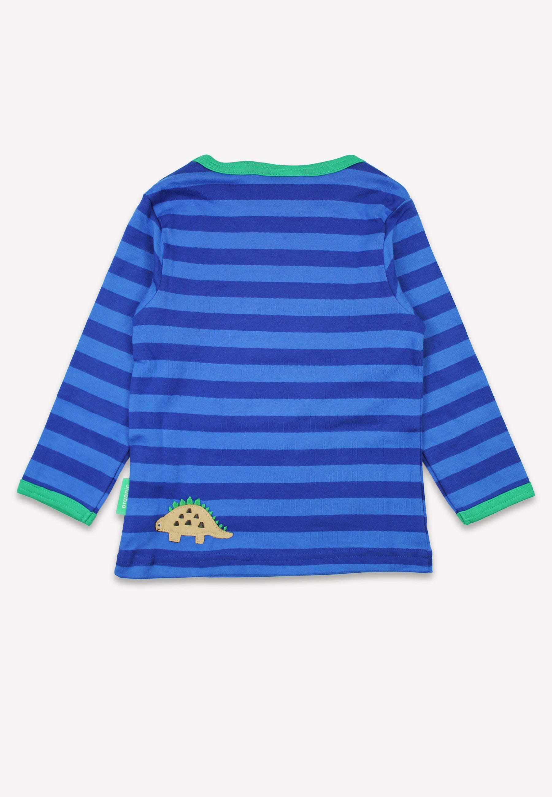 Organic Blue Tonal Dinosaur Applique Long Sleeved T Shirt