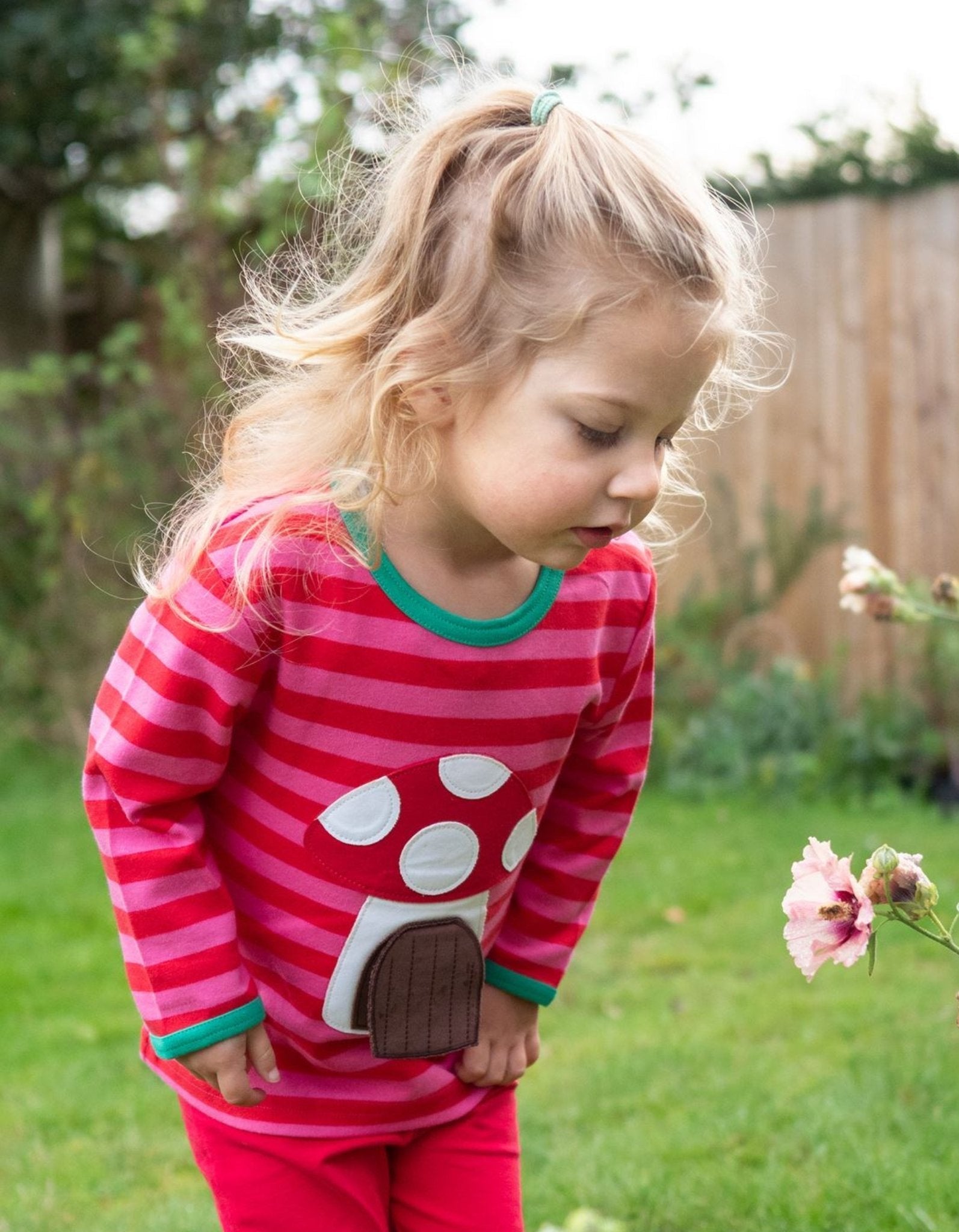 Organic Mouse and Mushroom Applique Long Sleeved T Shirt