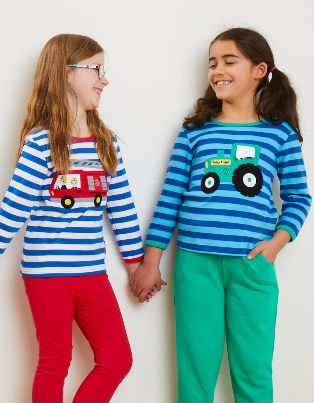 Organic Fire Engine Applique Long Sleeved T Shirt for Kids
