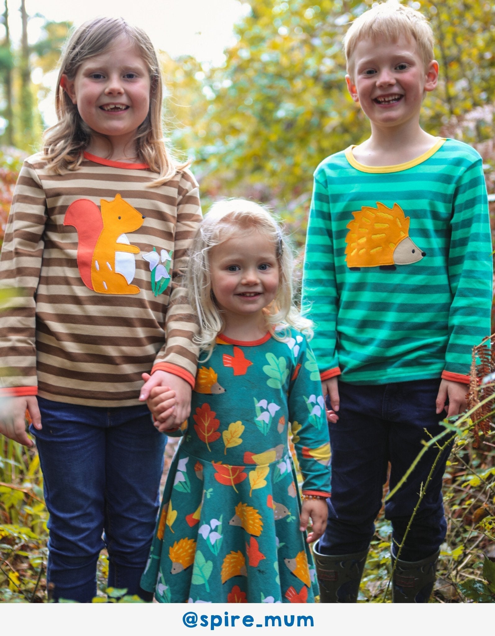 Organic Cotton Long Sleeved T Shirt with Squirrel Applique