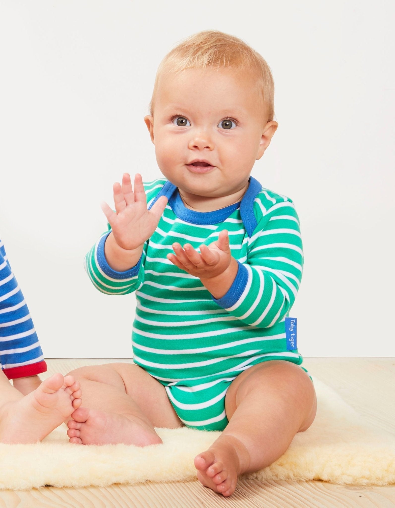 Organic Green Breton Stripe Bodysuit for Baby