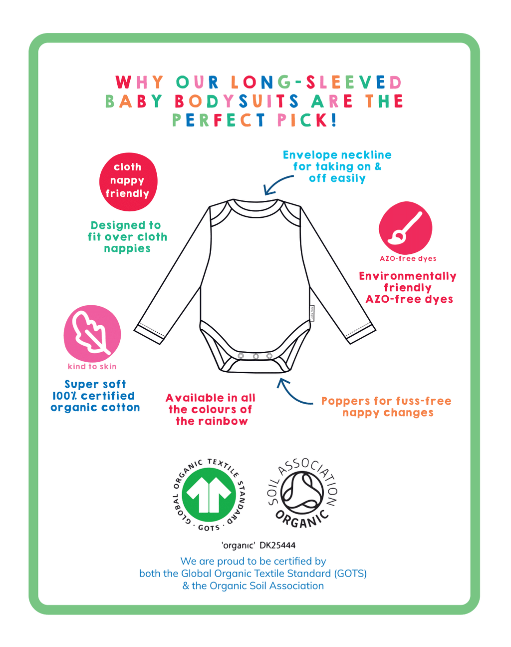 Organic Yellow Long Sleeve Baby Bodysuit
