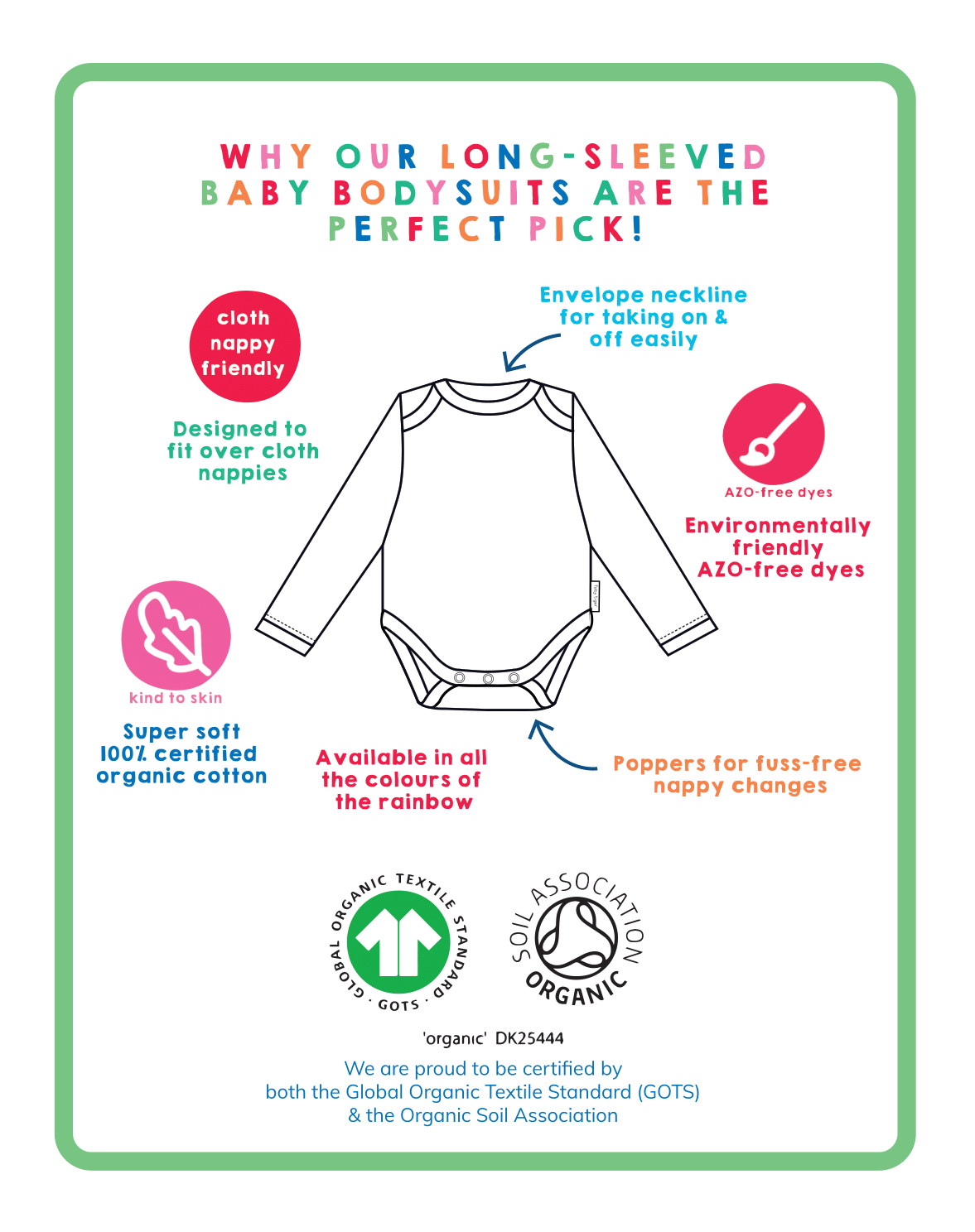 Organic Yellow Long Sleeve Baby Bodysuit