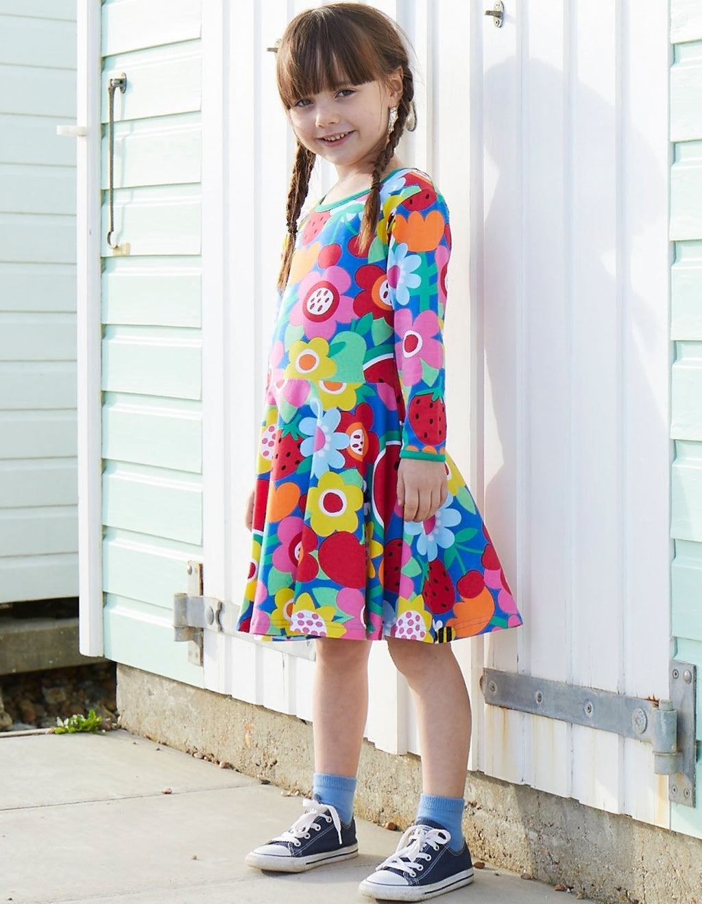 Organic Fruit Flower Print Skater Dress