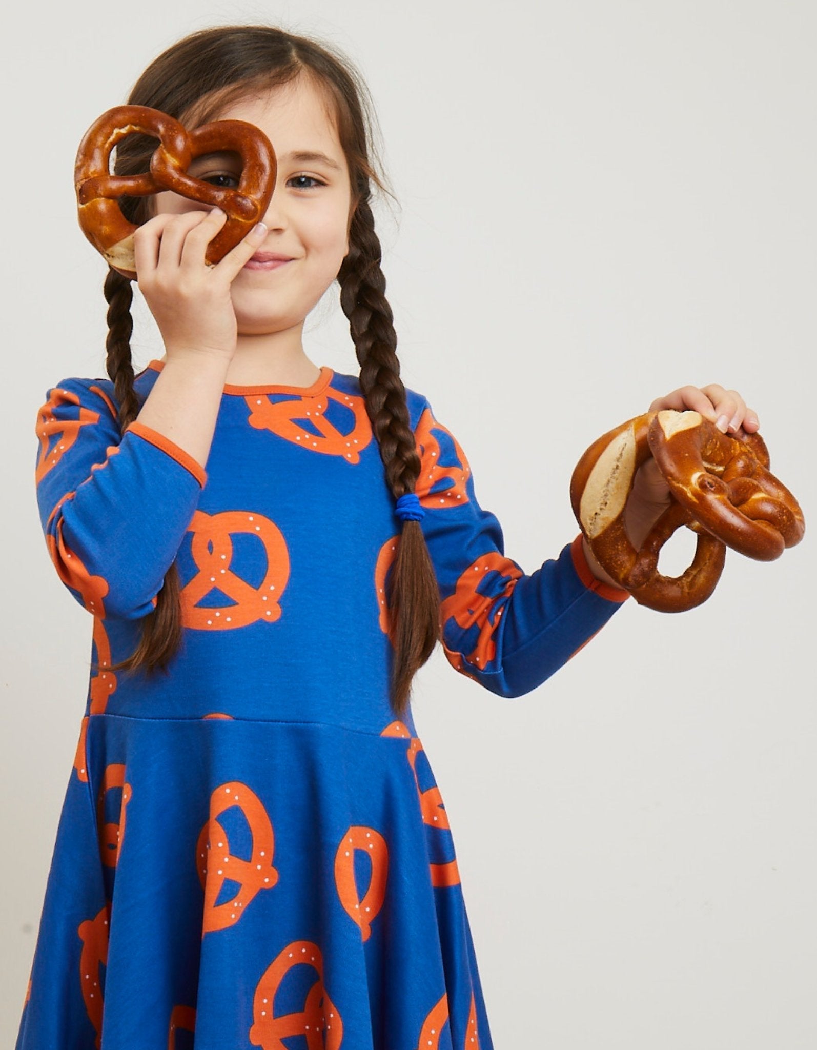 Organic Pretzel Print Skater Dress in Navy