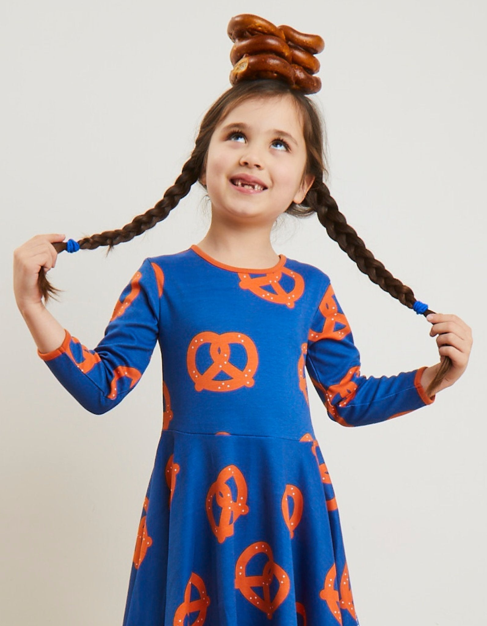Organic Pretzel Print Skater Dress in Navy
