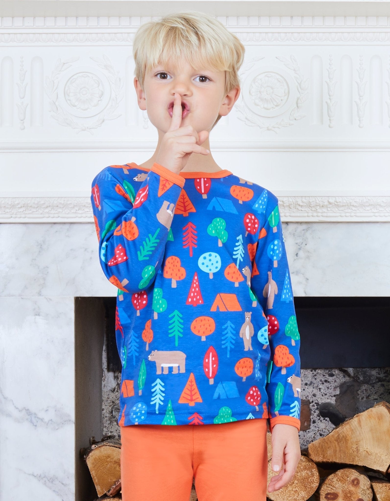 Organic Camping Bear Long Sleeved T Shirt