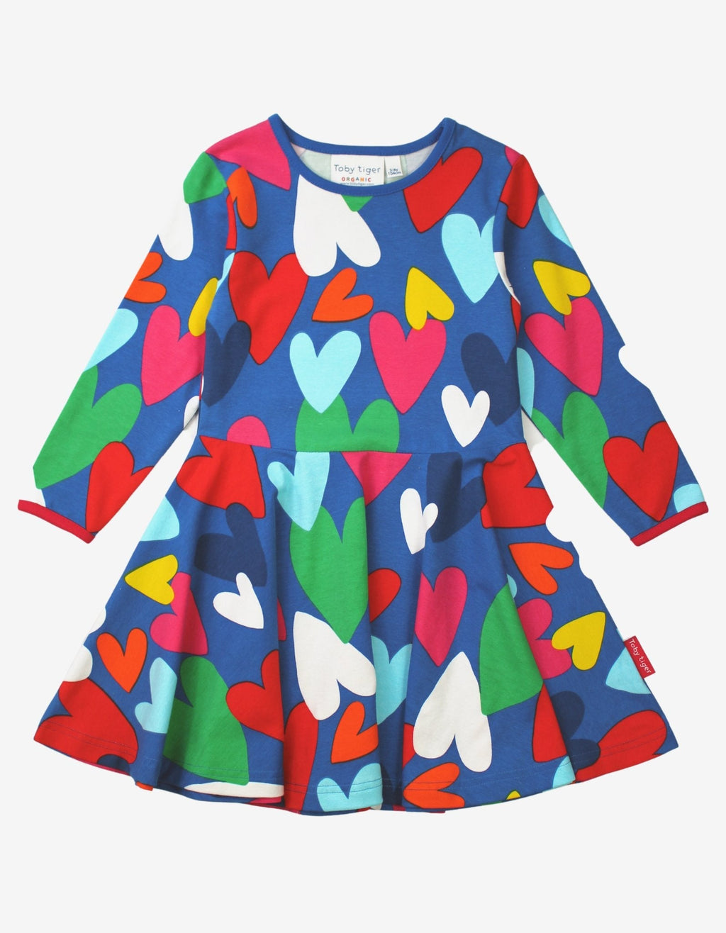 Organic Heart Print Long Sleeve Skater Dress for Kids