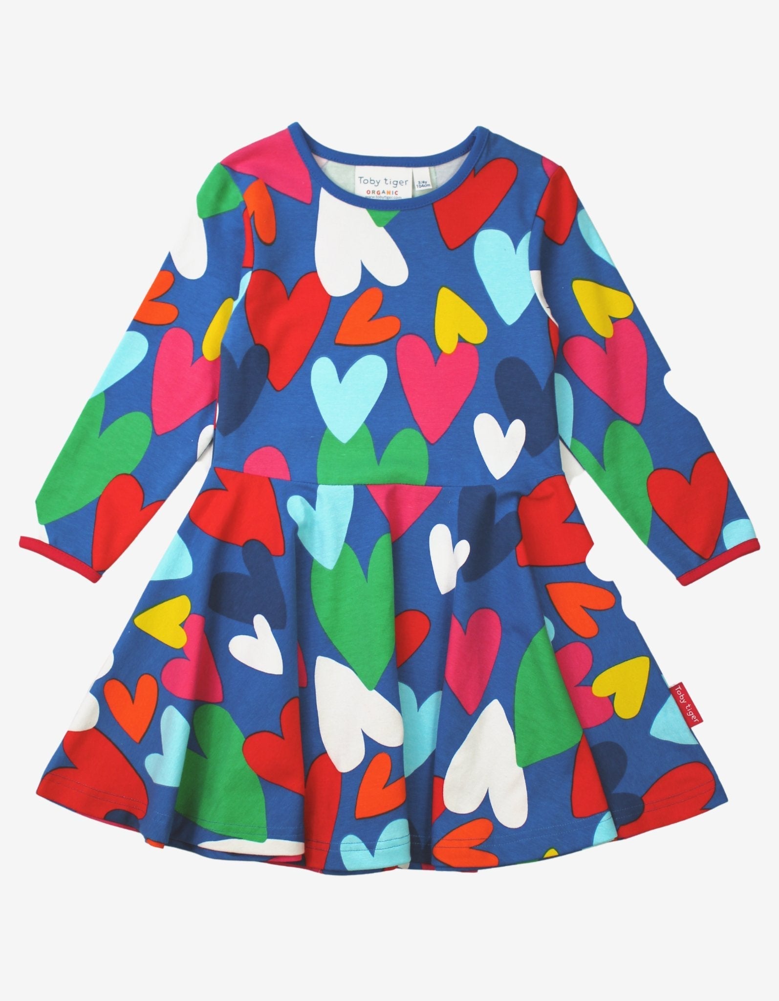Organic Heart Print Long Sleeve Skater Dress for Kids