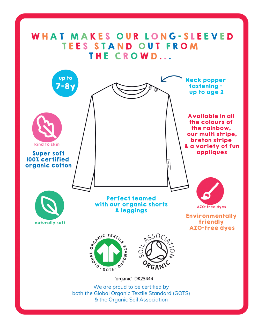 Organic Blue Long Sleeved T Shirt