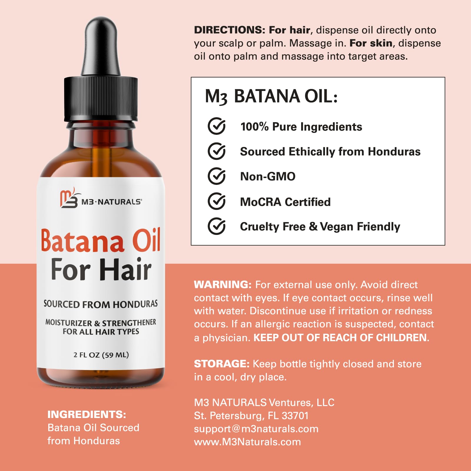 Vegan Batana Oil Pure and Unrefined 2 FL OZ