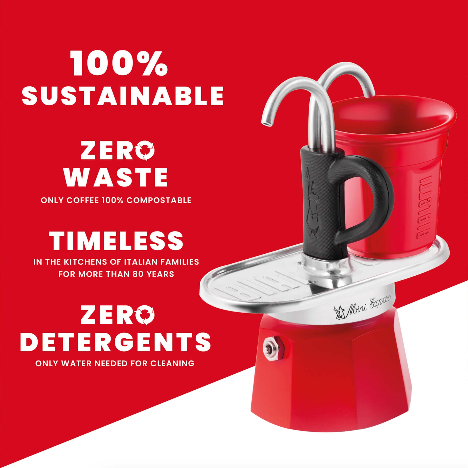 Mini Express Double Serve Stovetop Coffee Maker 2 Cups
