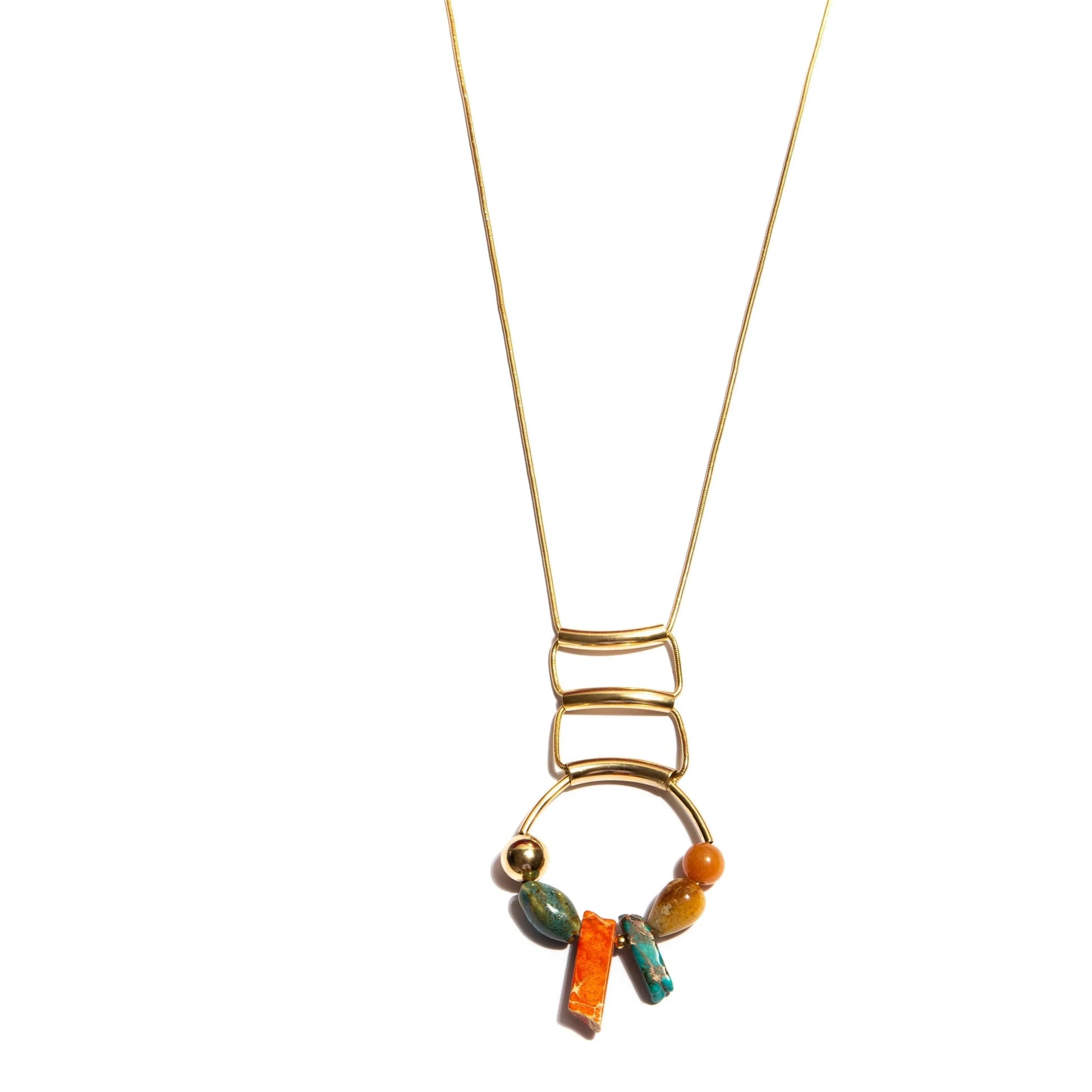 Howlite Long Necklace with Brazilian Gemstones
