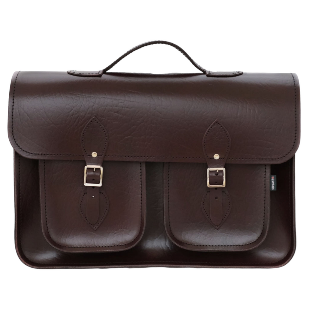 Twin Pocket Marsala Red Handmade Leather Satchel