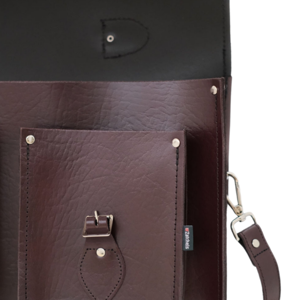 Twin Pocket Marsala Red Handmade Leather Satchel