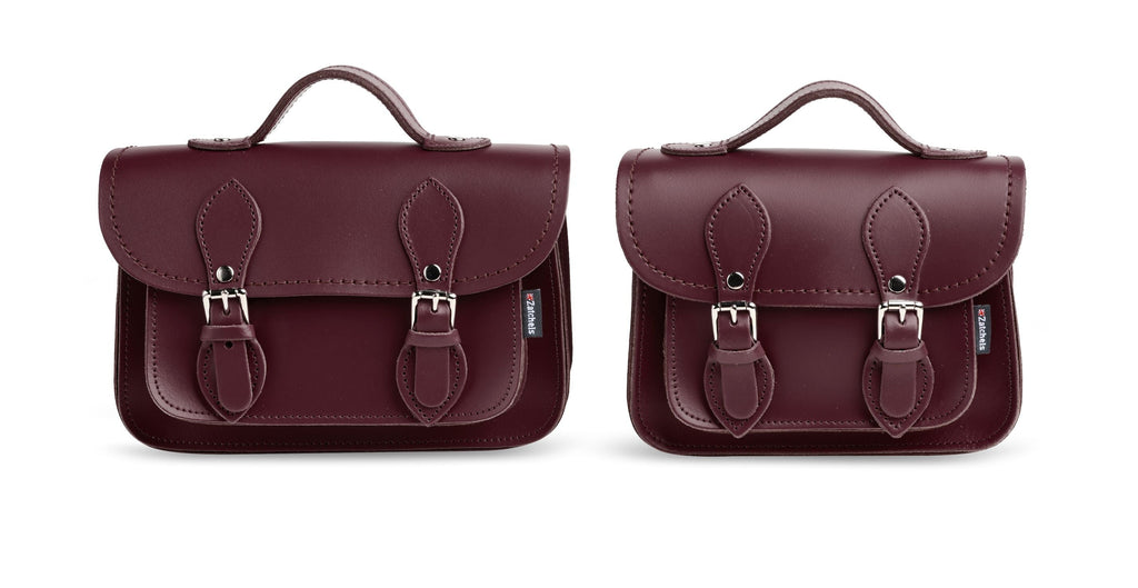 Handmade Leather Micro Satchel in Marsala Red
