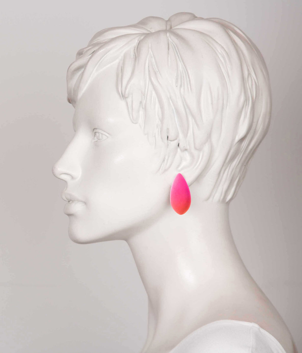 bold statement earrings with cosmic dust shimmer and a dramatic 4cm wood and silver drop