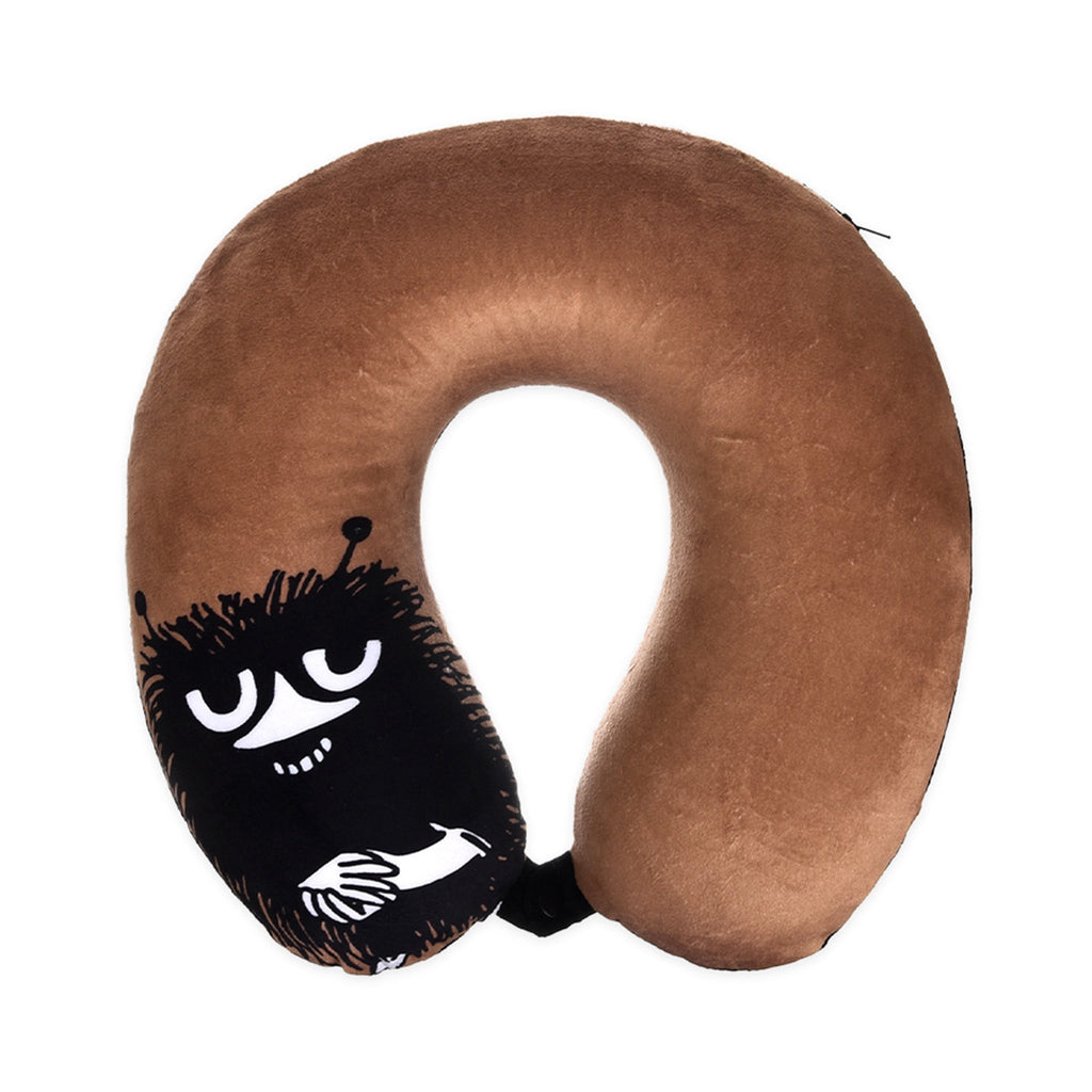 bold black luxury memory foam travel neck pillow on a sleek carry-on bag