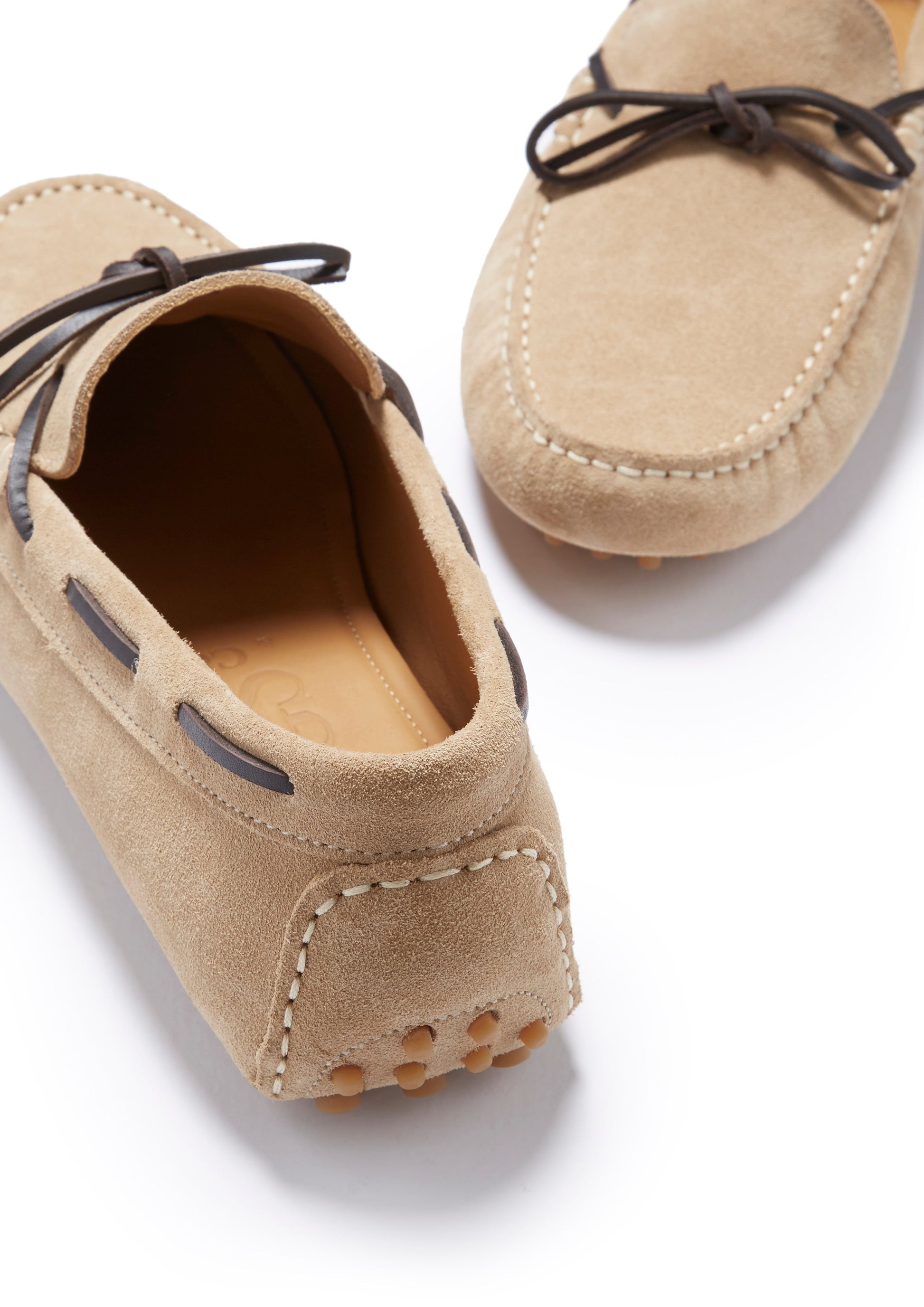 Taupe Suede Laced Driving Loafers