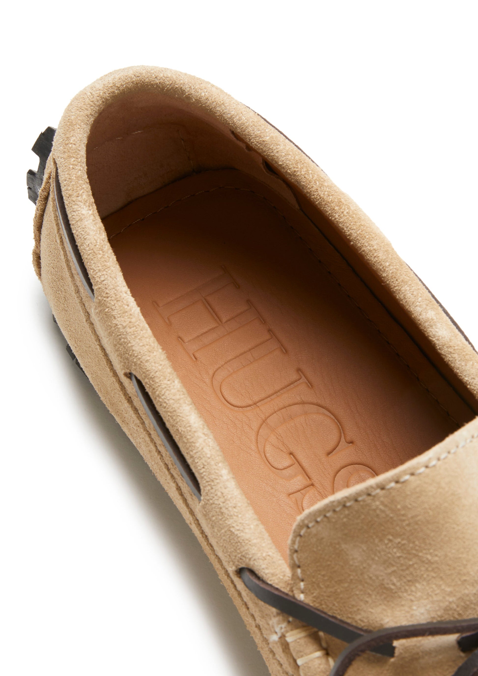 Taupe Suede Driving Loafers with Recycled Tyre Sole
