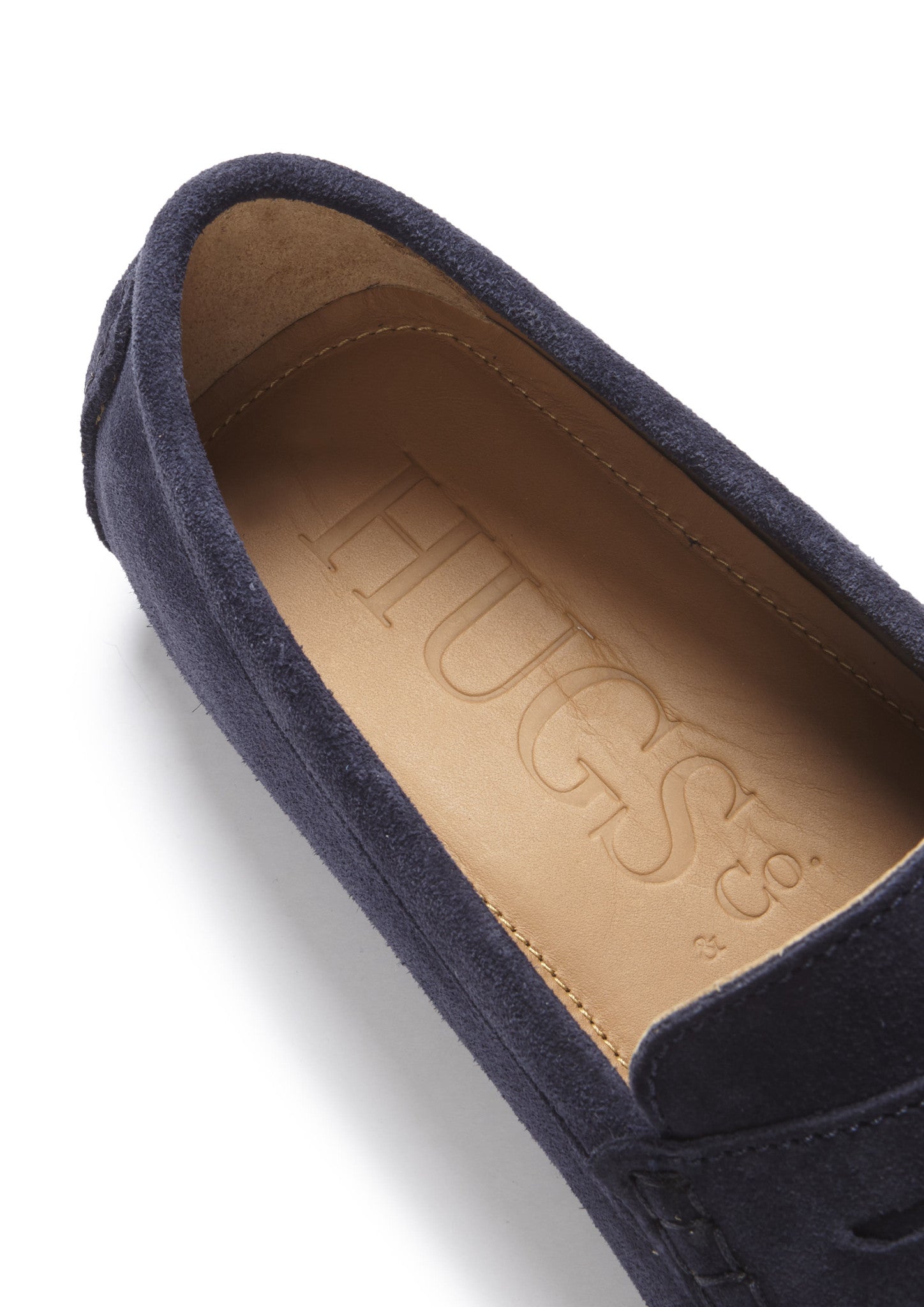 Navy Blue Suede Penny Loafers