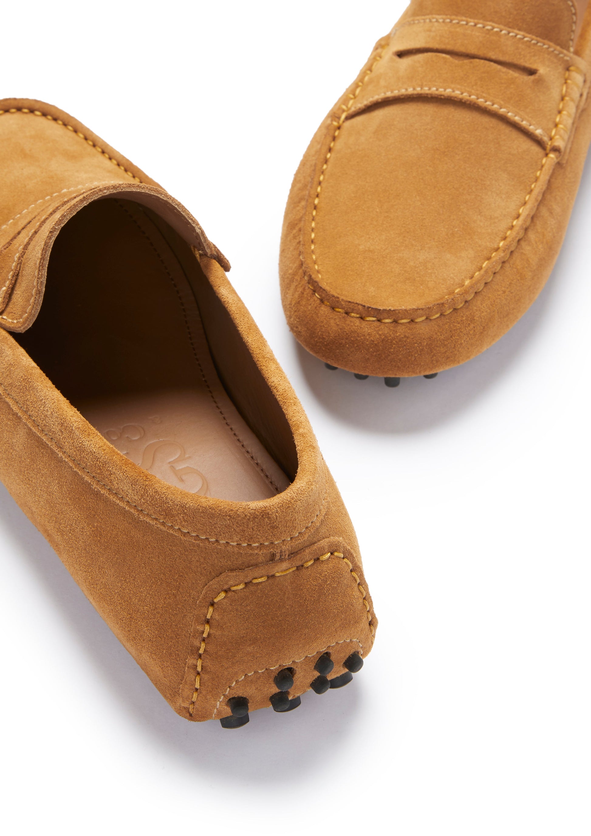 Tobacco Suede Penny Driving Loafers