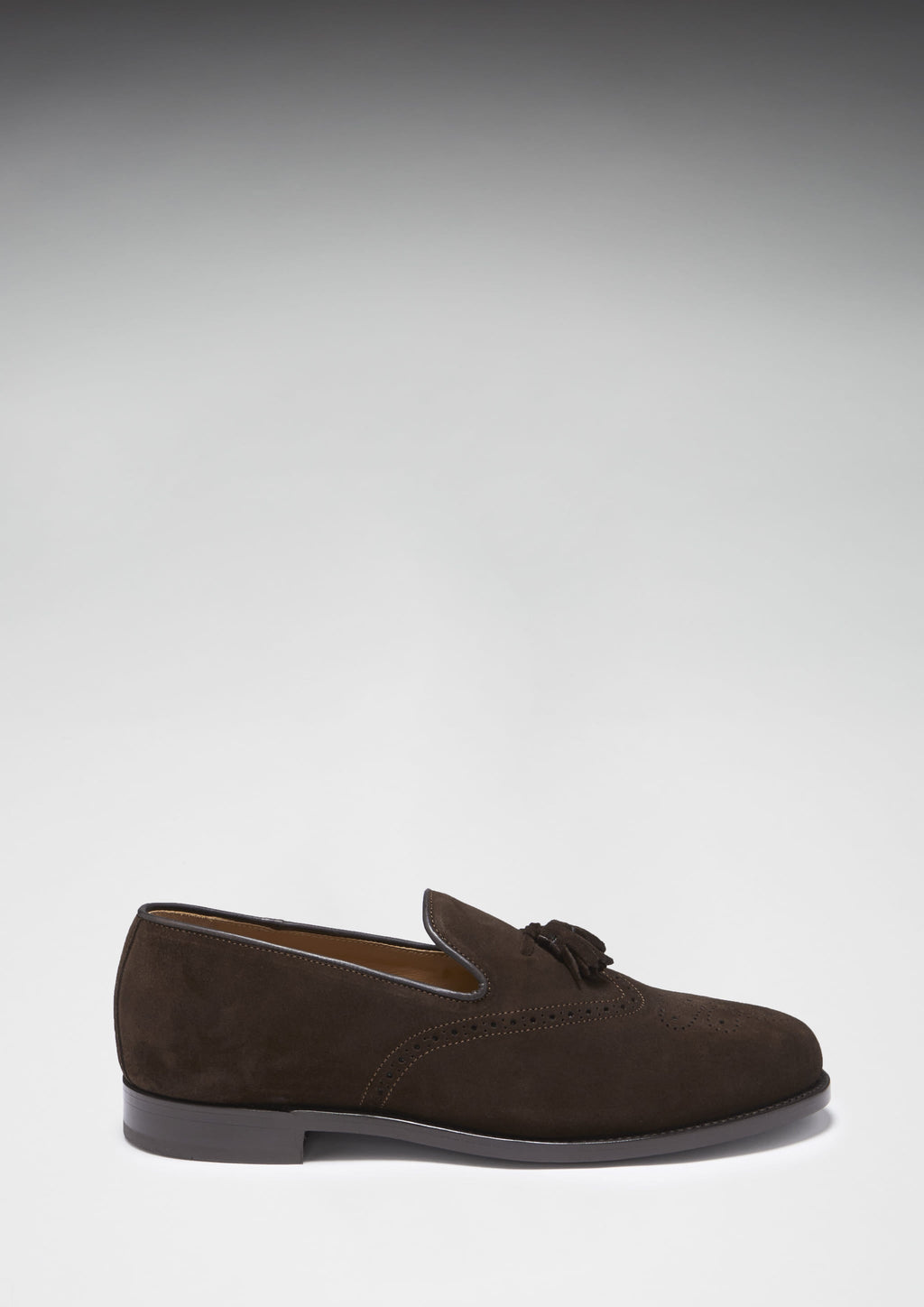 Brown Suede Tasselled Brogues with Welted Leather Sole