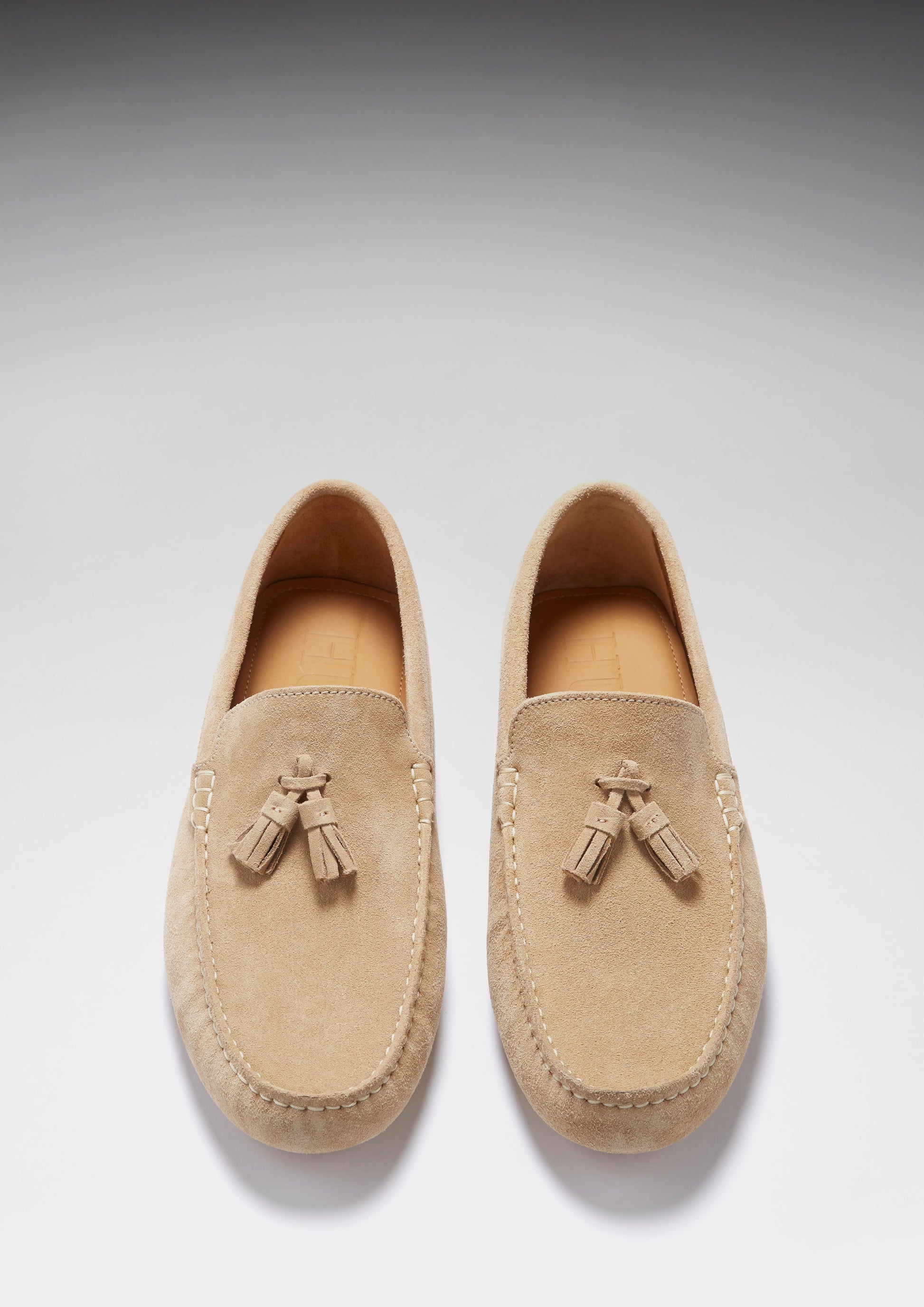 Taupe Suede Tasselled Driving Loafers