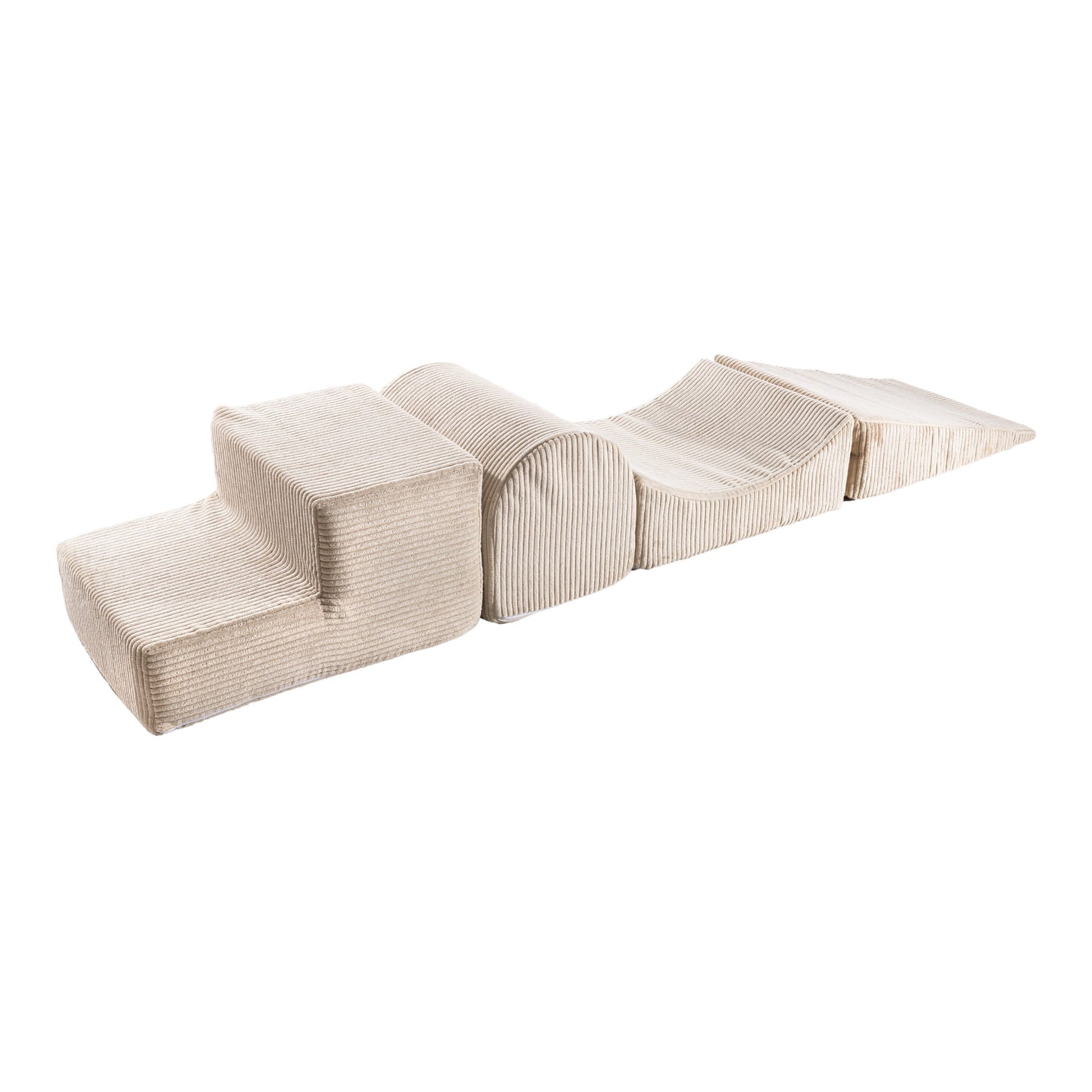 bold ecru corduroy foam play set with ball pit in dramatic studio light