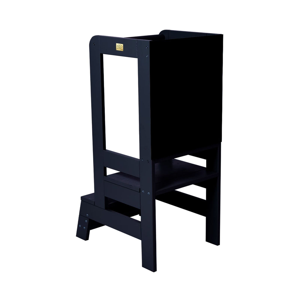 MeowBaby Wooden Kitchen Helper for Children with Board - Black