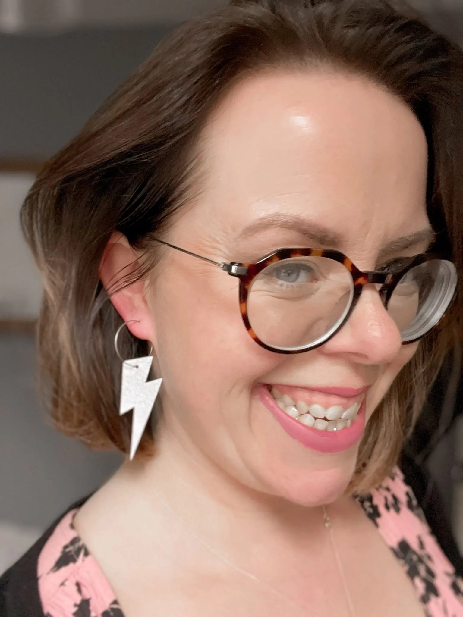 Metallic Gold Cork Lightning Bolt Hoop Earrings