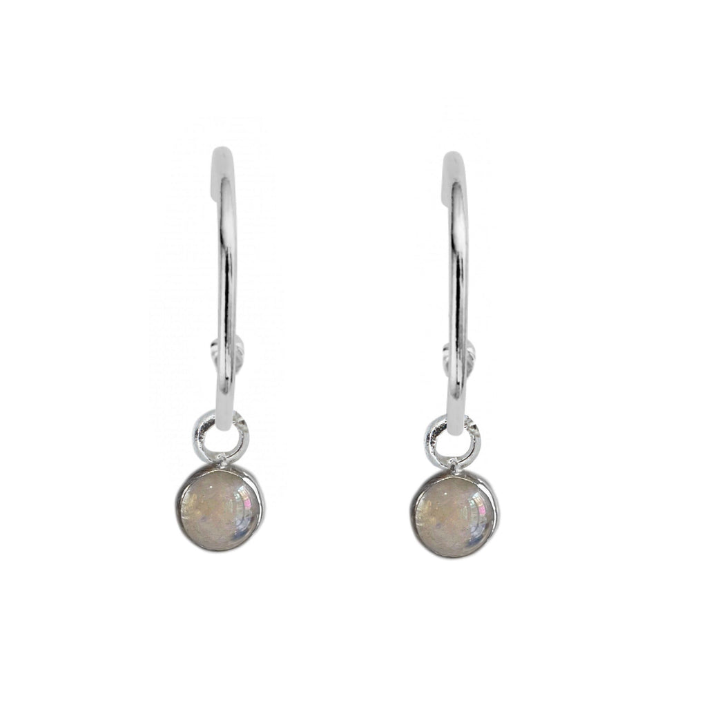 Moonstone Hoops in Sterling Silver