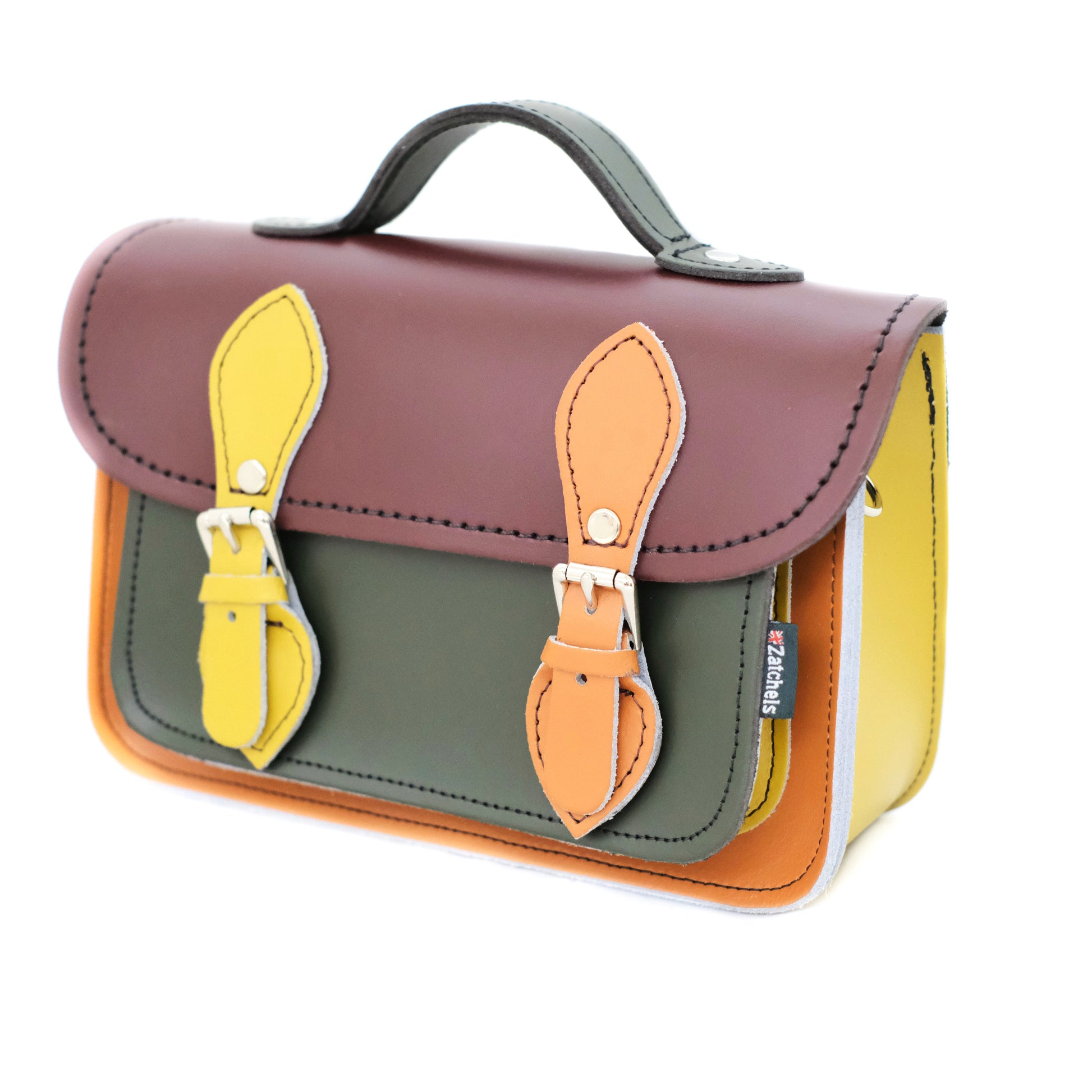 Handmade Leather Micro Satchel in Autumnal Kaleidoscope