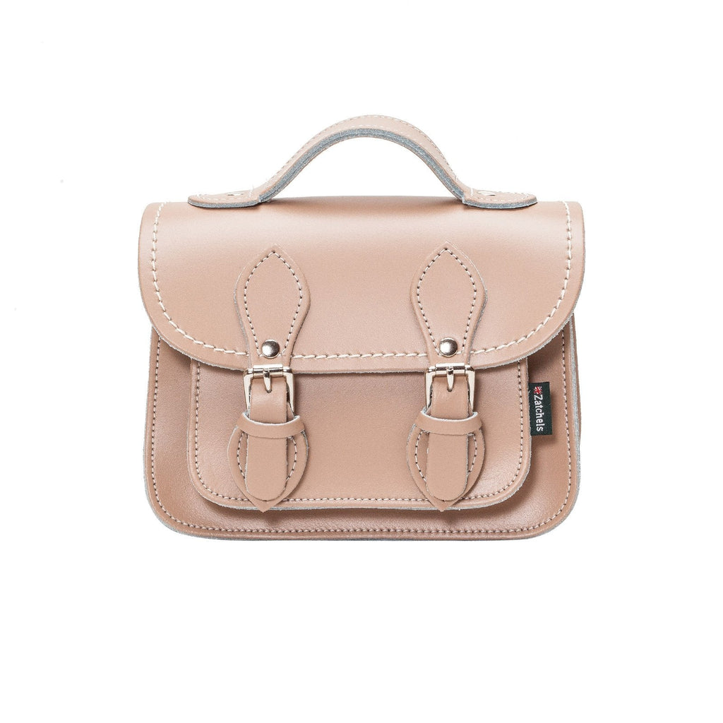 Handmade Leather Micro Satchel in Iced Coffee