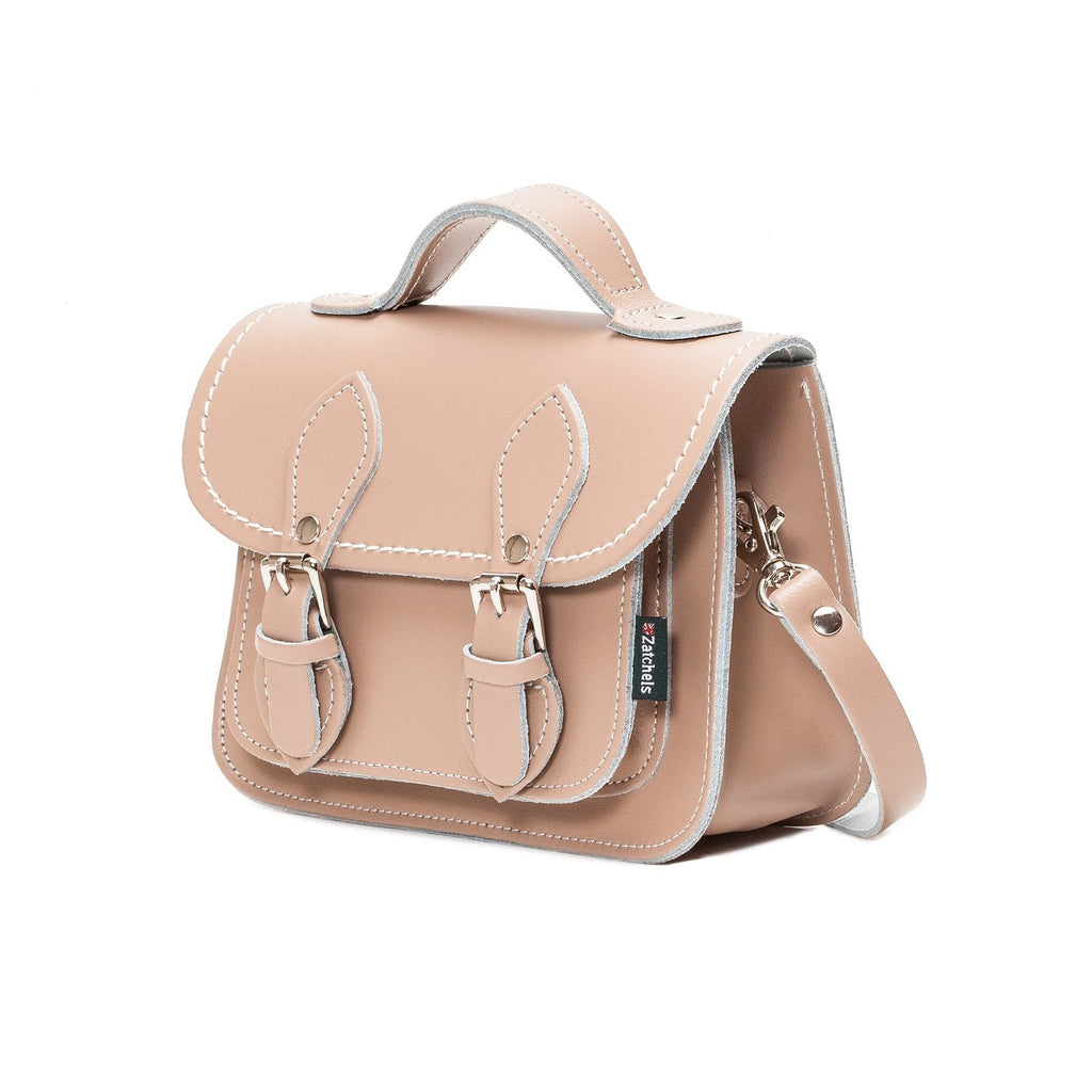 Handmade Leather Micro Satchel in Iced Coffee