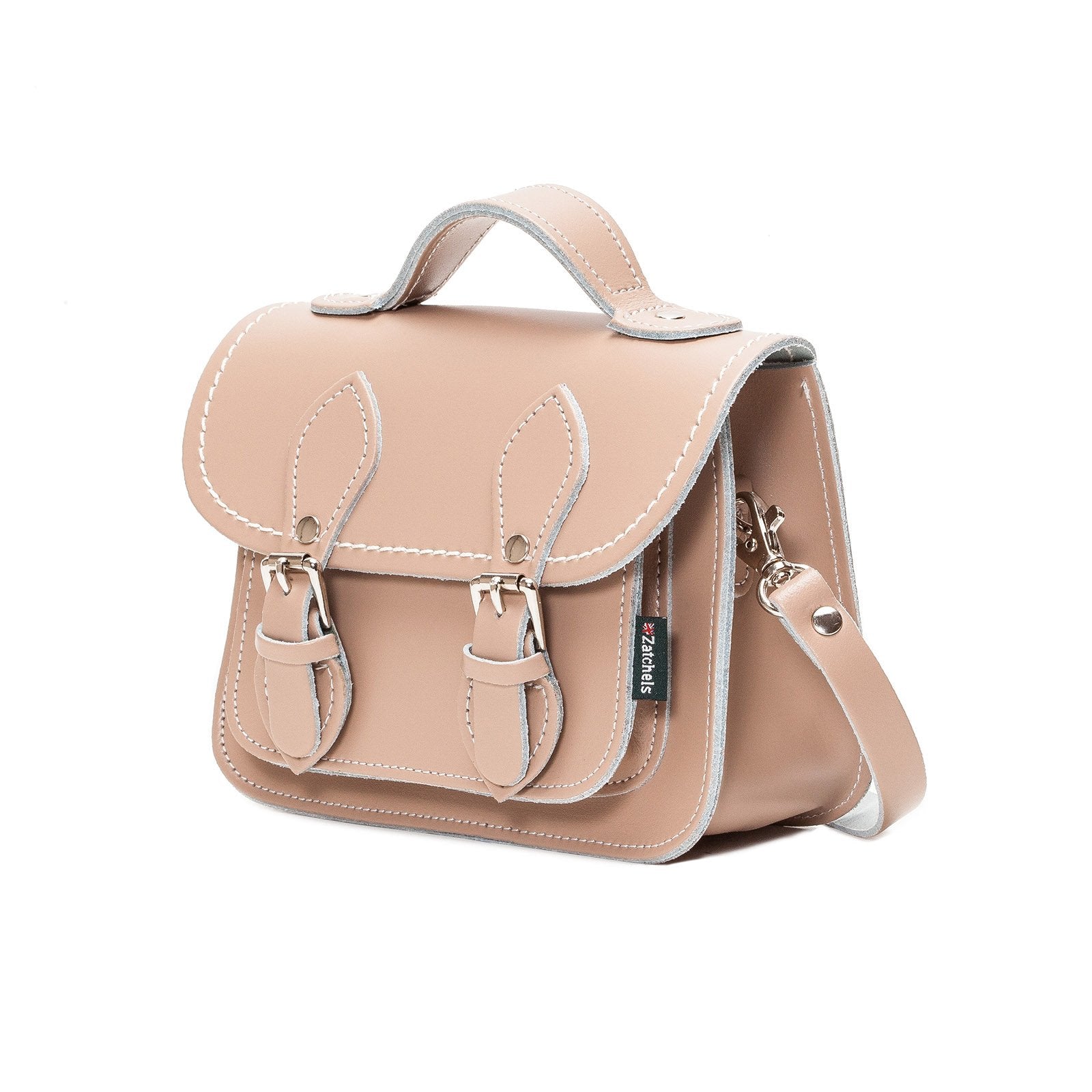 Handmade Leather Micro Satchel in Iced Coffee