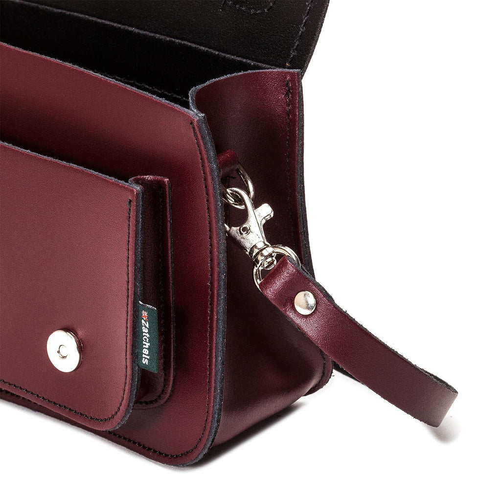 Handmade Leather Micro Satchel in Marsala Red
