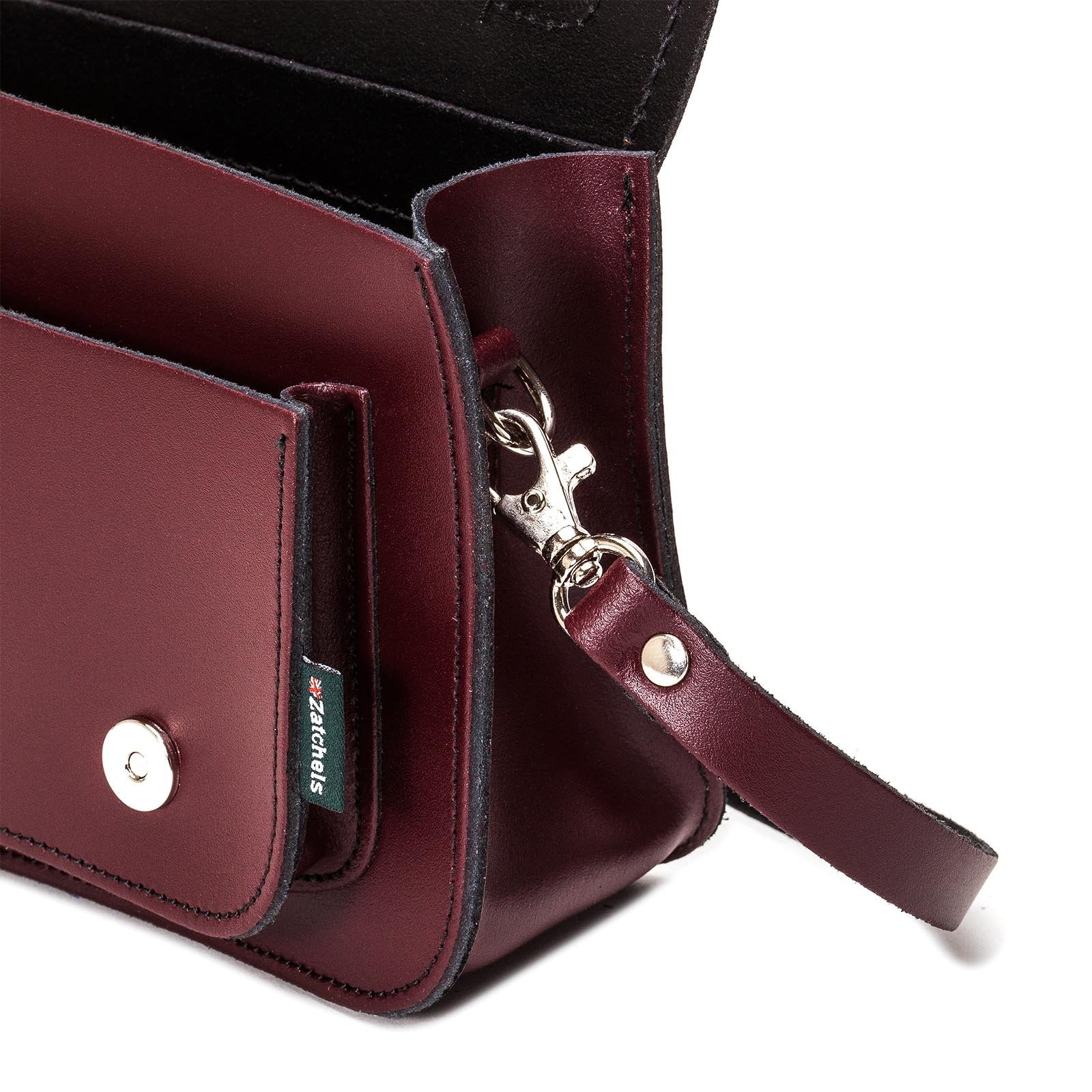 Handmade Leather Micro Satchel in Marsala Red