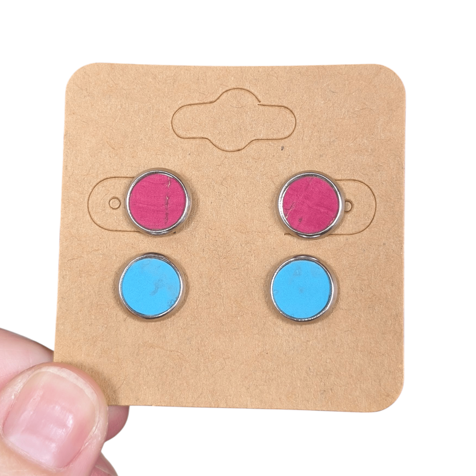 Mini Cork Stud Earrings in Gold and Silver