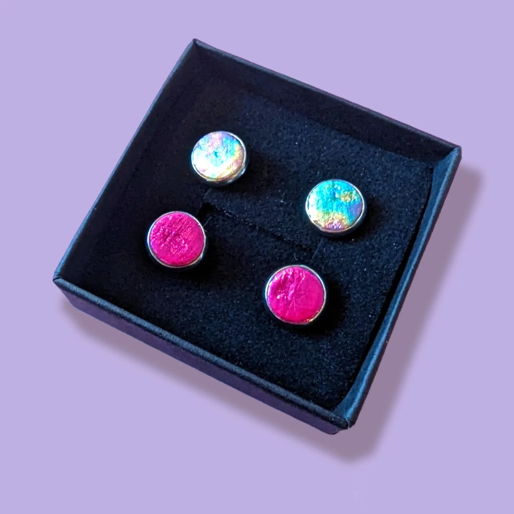 Mini Cork Stud Earrings in Gold and Silver
