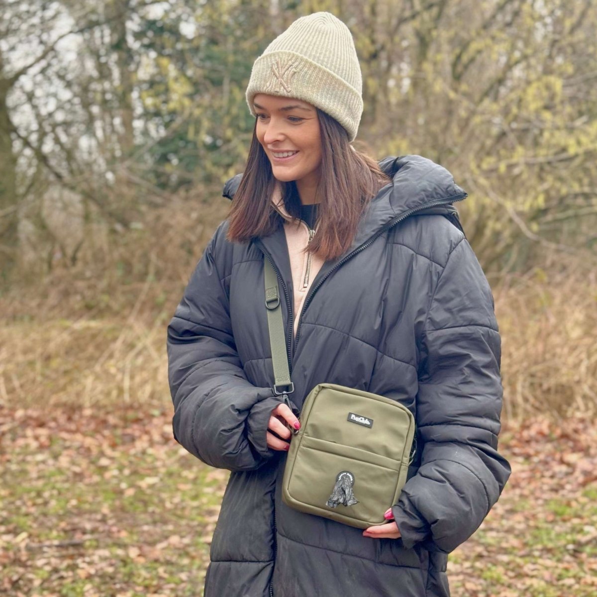 Mini Dog Walking Bag in Khaki Green