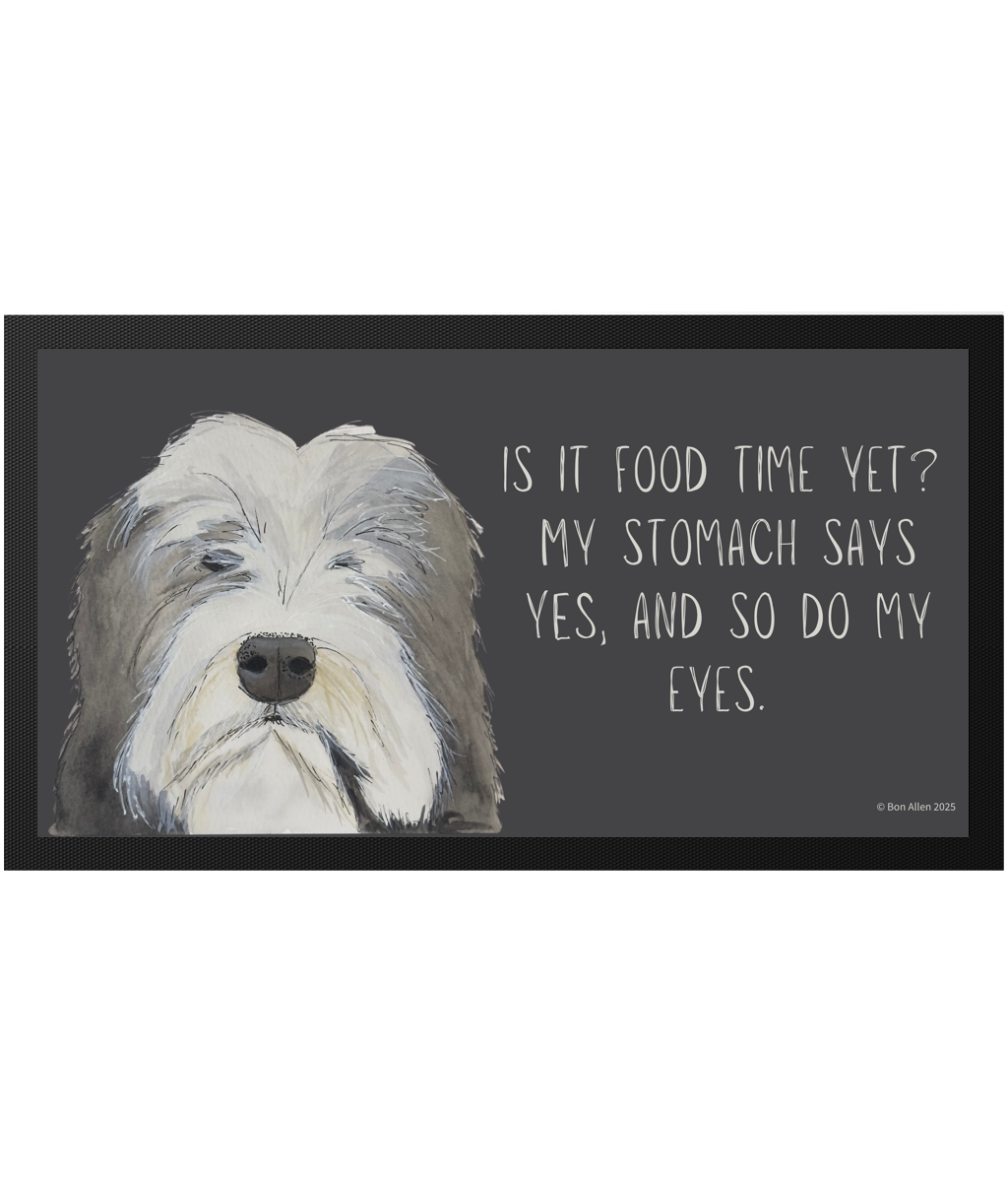 Bearded Collie Pet Bowl Mat Is It Food Time Yet Edition