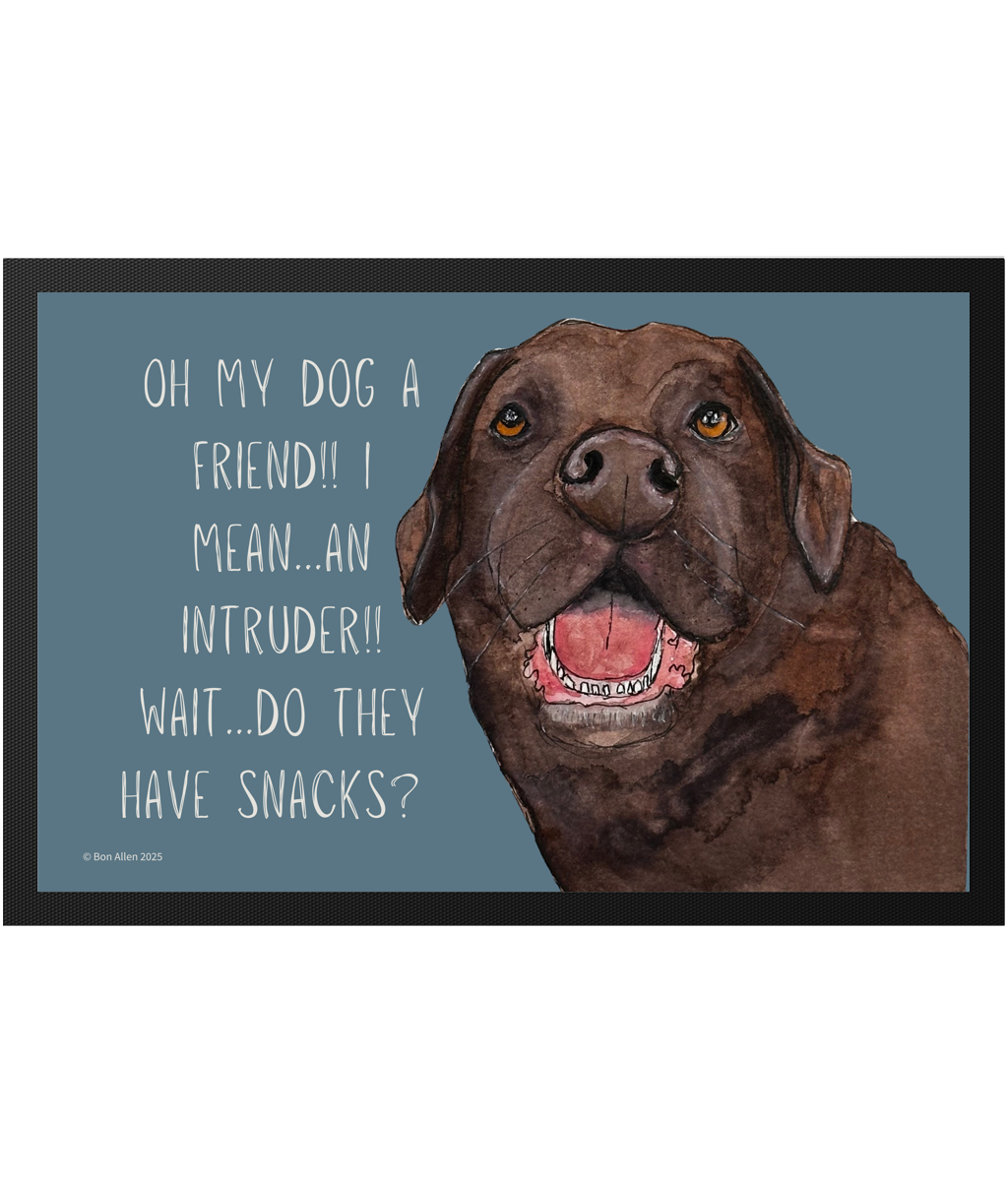 Chocolate Labrador Welcome Mat Friend or Intruder or Snack Delivery