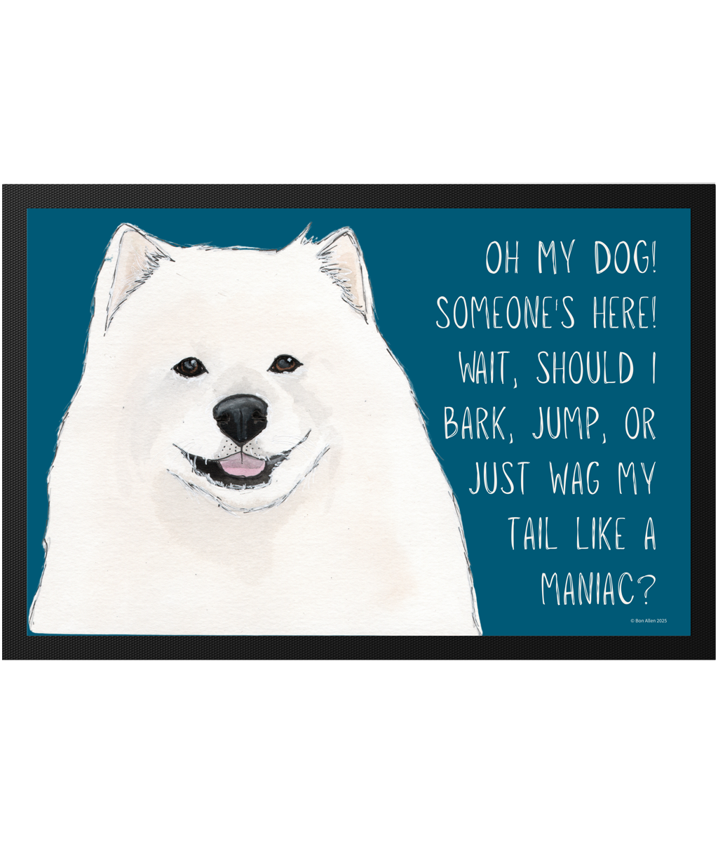 Samoyed Door Mat A Welcoming Tail Wagging Barking Jumping Delight