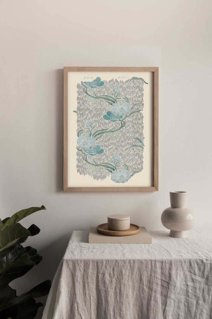 Nouveau Indigo Vintage Archive Poster Print