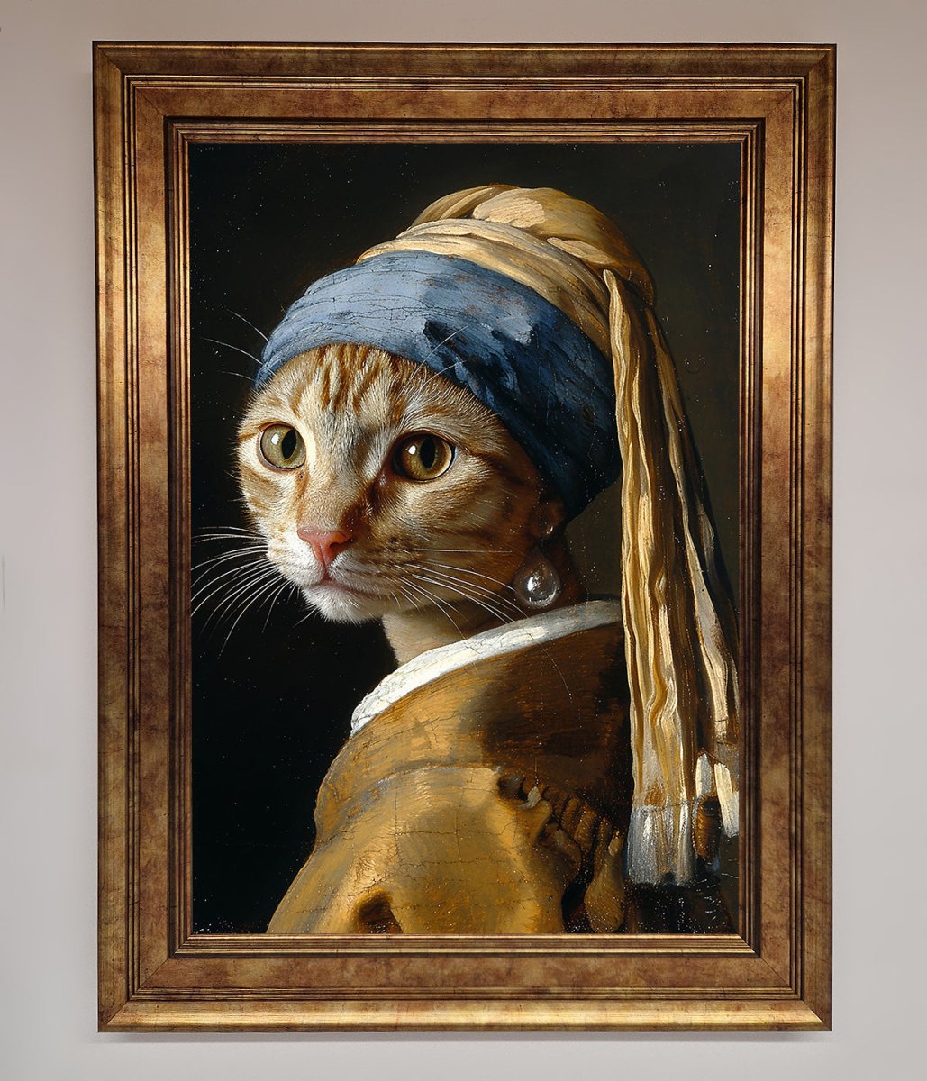 Mona Lisa Cat Framed Poster