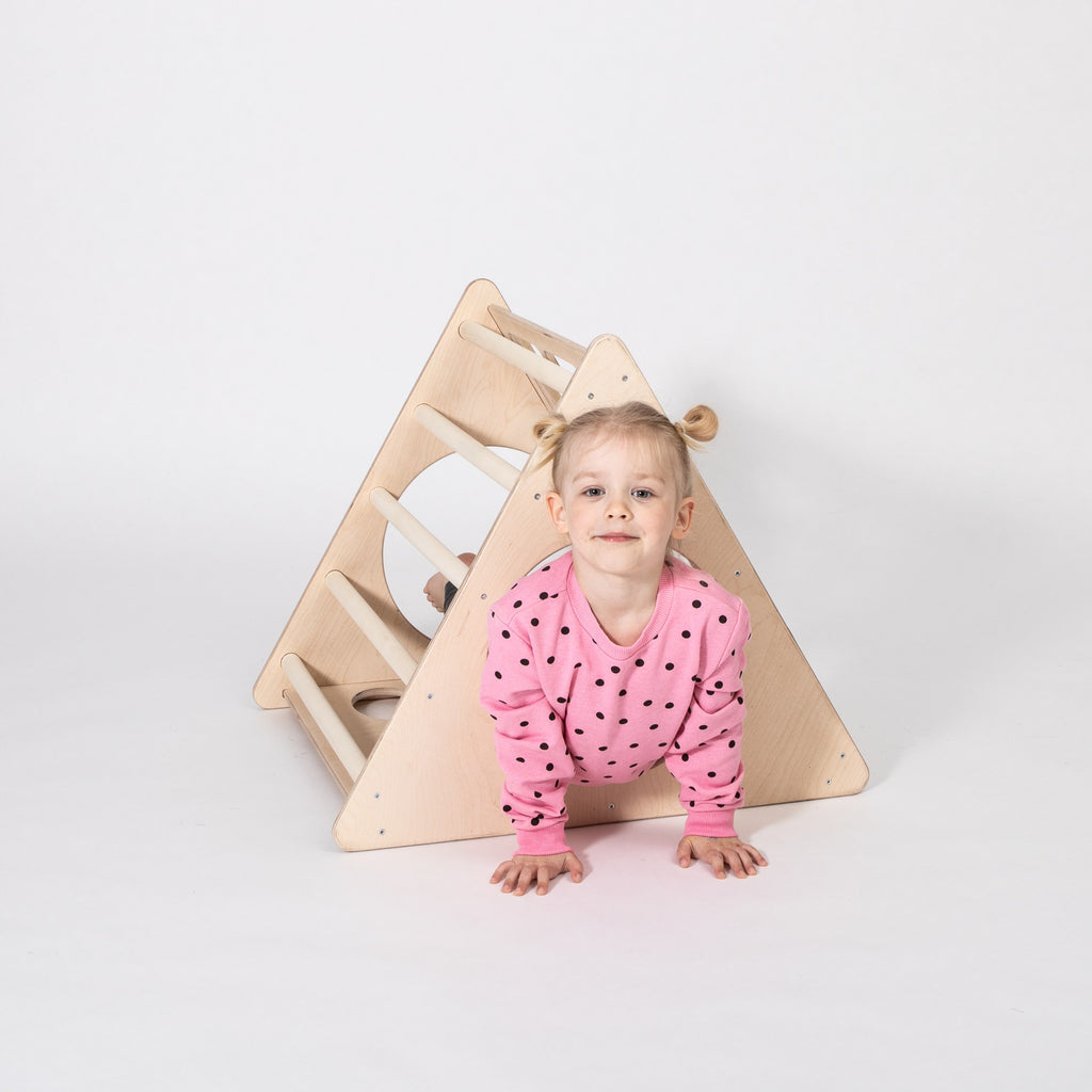 elegant baltic birch climber in a minimalist nursery setting