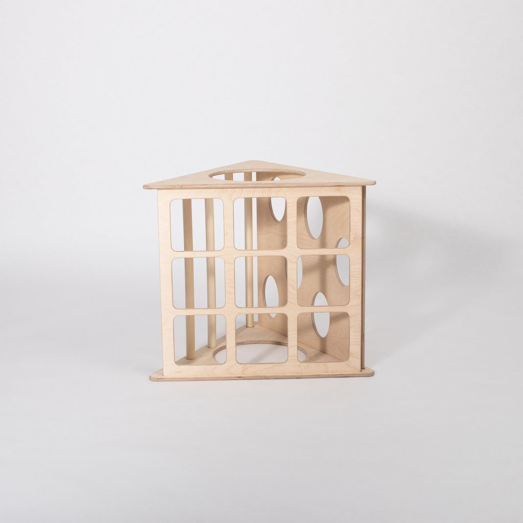 a functional view of the montessori 3-angle climber showing its sturdy baltic birch plywood construction and assembly